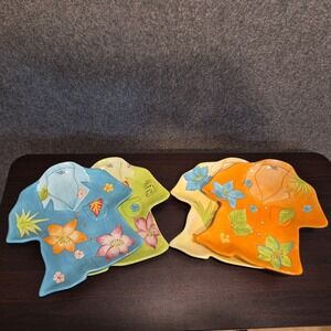 Set Of 4 Sunset Beach Shirt Shaped Plates by Noble Excellence 10 inches Tall